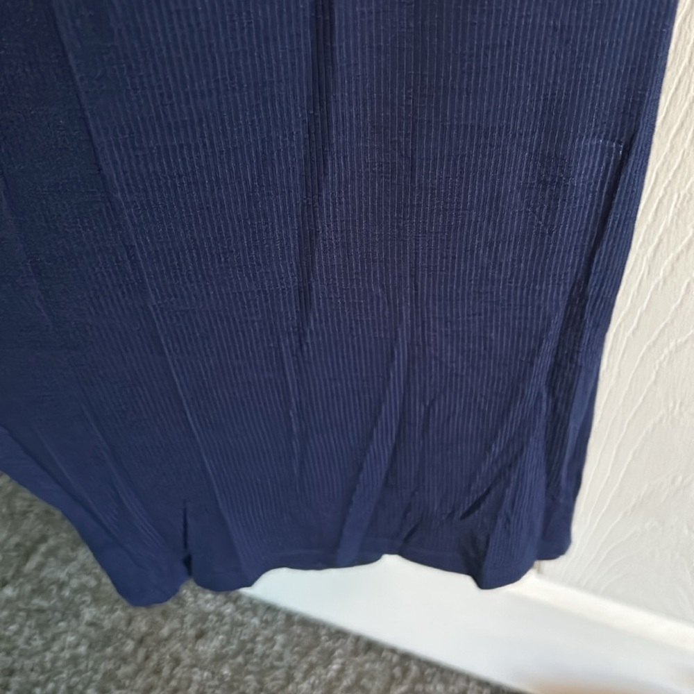 Joyspun Nautical Navy Ribbed Knit Pull On Side Pockets Sleep Pants - Picture 9 of 13